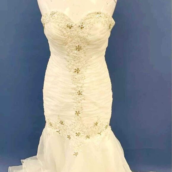 Designer Vintage White Wedding Party Dress evening gown-  refer to Measurements - Picture 1 of 5